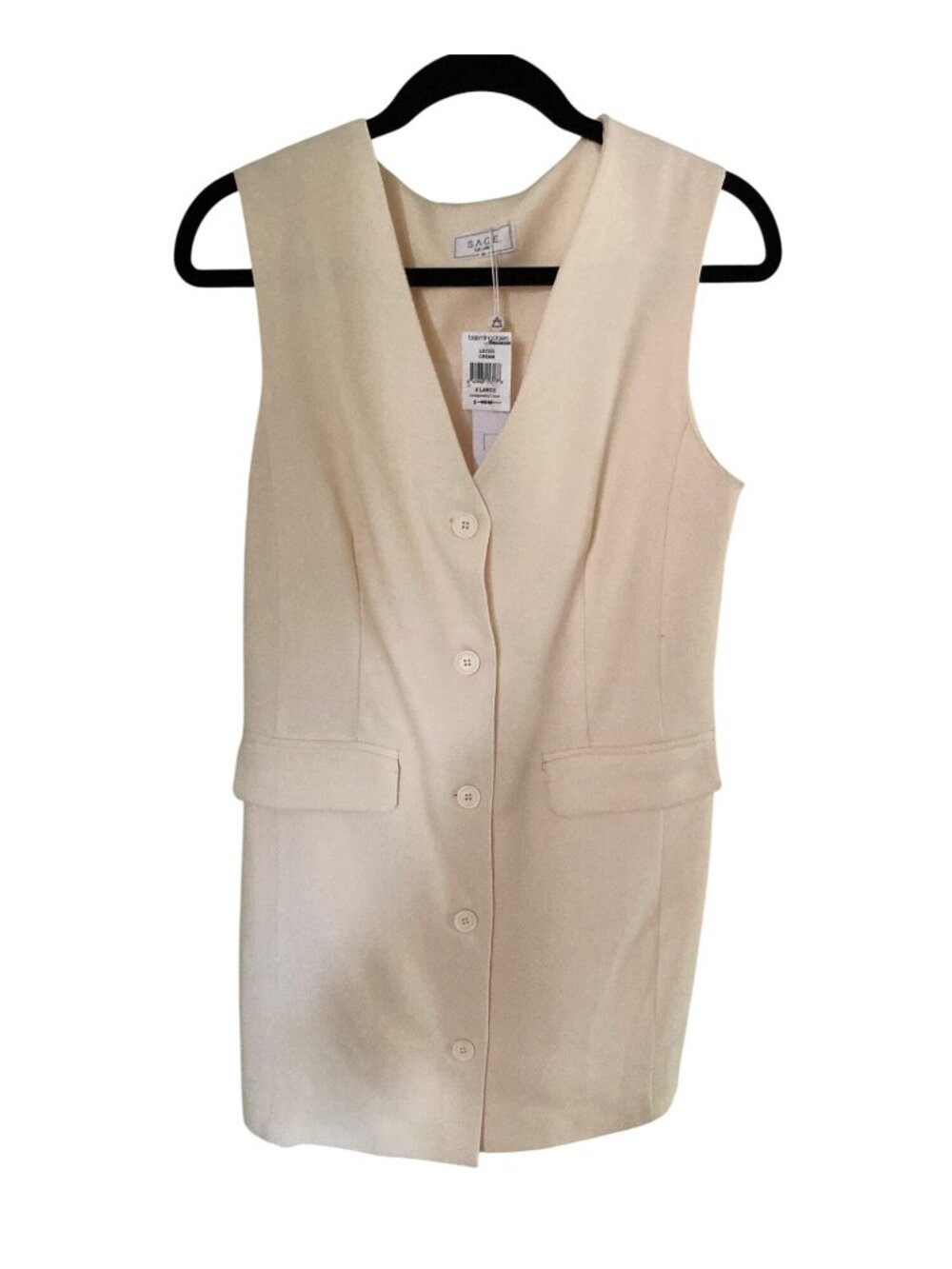 Sage The Label  Cream Double-Breasted  Long Vest  XL NWT